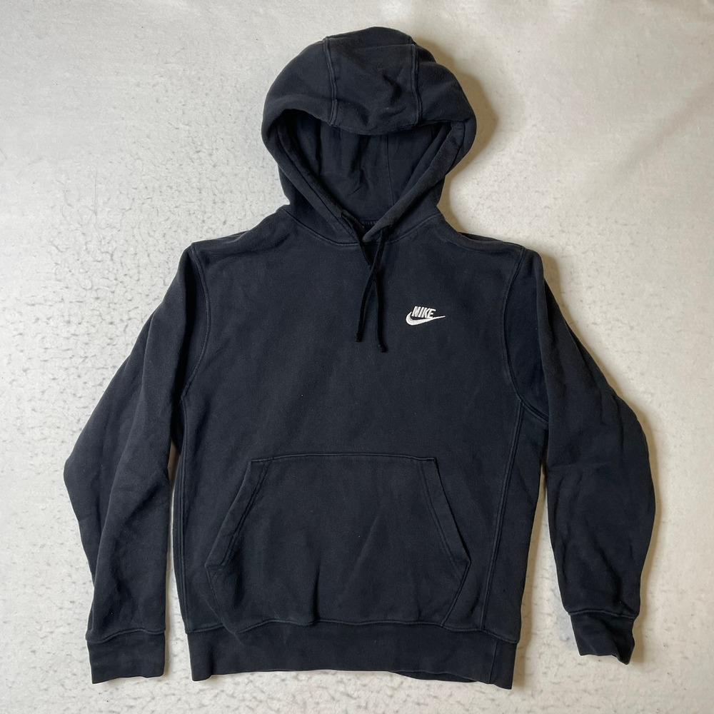 Nike Sportswear Club Fleece Hoodie Mens Small Black Pullover BV2654-010‎ Logo